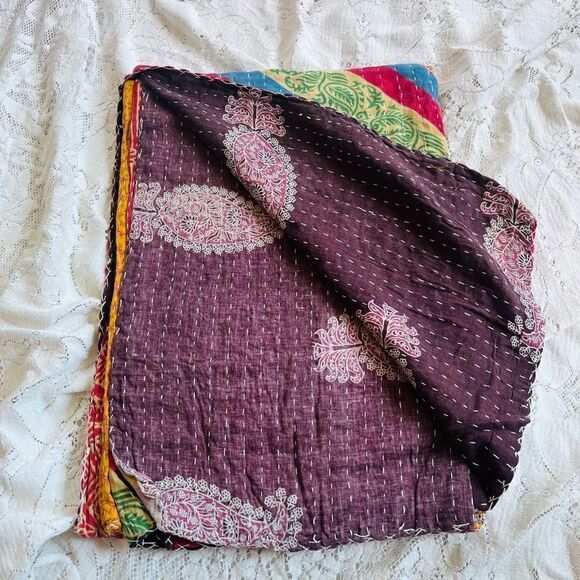New - Vintage Indian Kantha Quilt Handmade Throw blanket - Picture 2 of 5